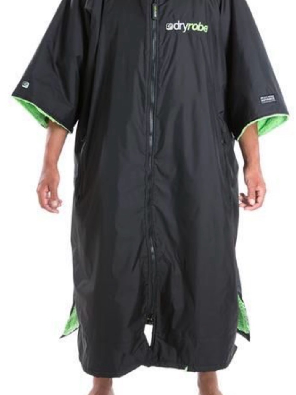 Men’s Waterproof Changing Robe in Black with Lime Lining
